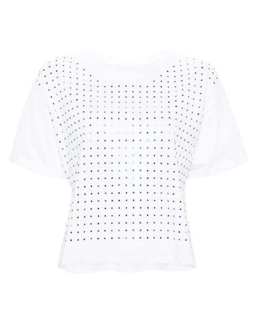 Liu Jo White Stud-embellished Cotton T-shirt