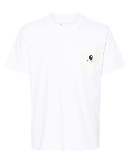 Sacai White X Carhartt Wip Cotton T-shirt for men