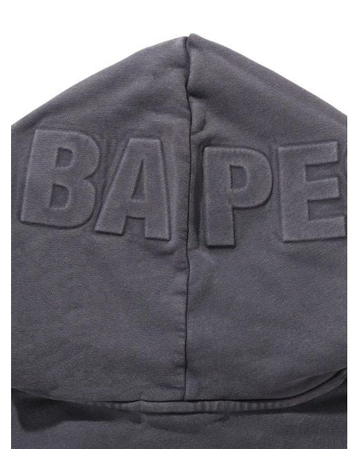 A Bathing Ape Gray Logo-Patch Hoodie for men