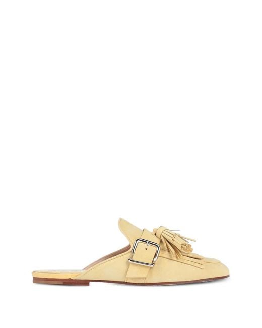 Tod's Metallic Tassel-Detail Leather Flat Mules
