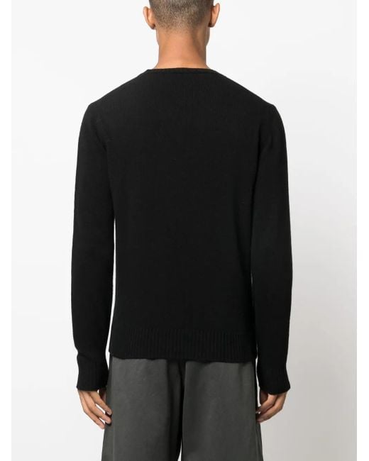 Roberto Collina Black Crew-Neck Merino-Cashmere Jumper for men