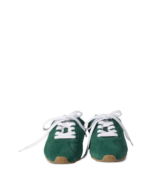 Miu Miu Green Mules Plume Suede