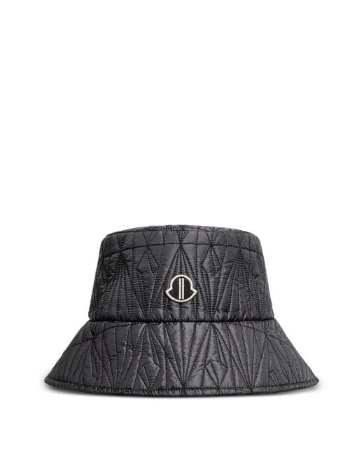 Moncler Black Fischerhut Mit Logo-Patch