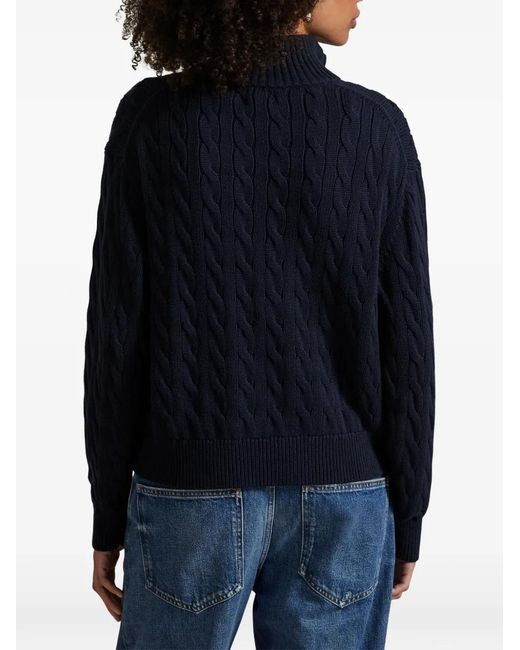 Polo Ralph Lauren Blue Cable-Knit Zip-Up Sweater