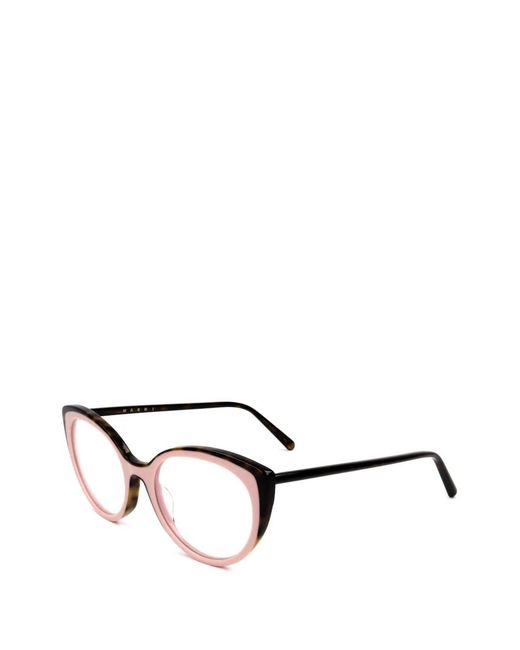 Marni White Tortoiseshell-Effect Cat-Eye Glasses