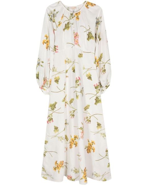 byTiMo Natural Floral-print Linen Maxi Dress