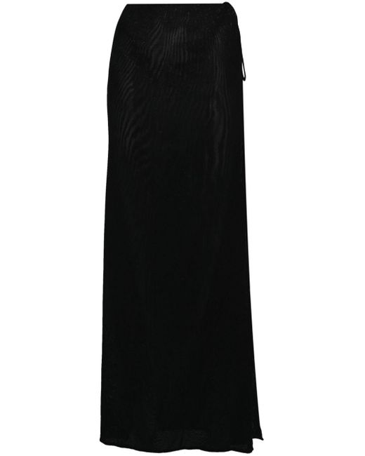Saint Laurent Black Semi-sheer Long Wrap Skirt