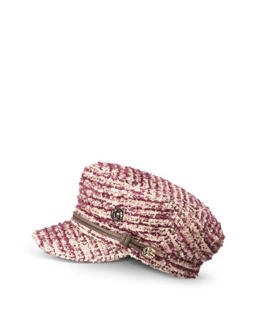 Maison Michel Pink New Abby Tweed Baker Boy Hat