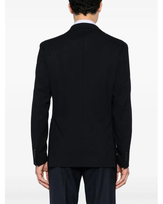 Tagliatore Blue Notched-Lapels Single-Breasted Blazer for men
