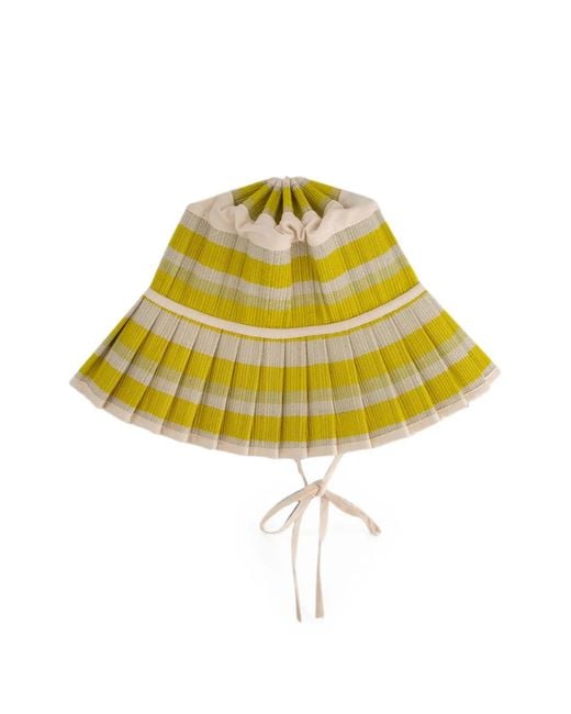 Lorna Murray Yellow Capri Striped Pleated Sun Hat