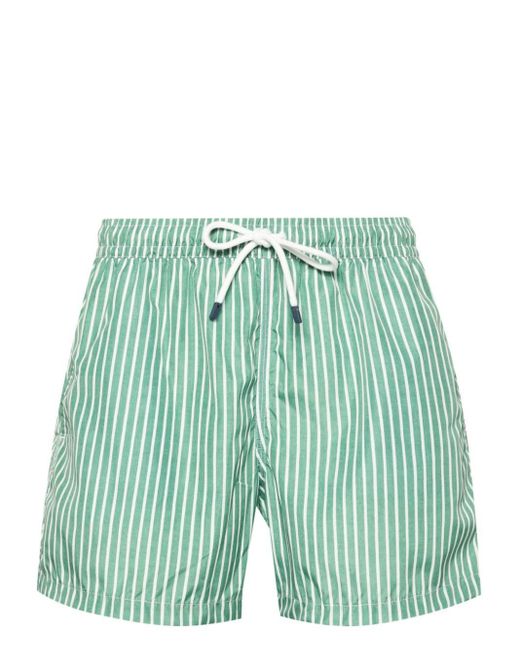 Fedeli Green Madeira Riga-pattern Swim Shorts for men