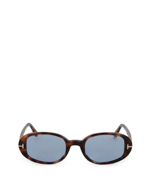 Tom Ford Blue Tortoiseshell-Effect Oval-Frame Sunglasses for men
