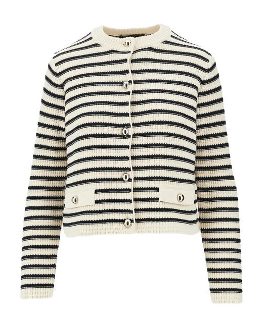 Weekend by Maxmara White Striped Button Cardigan