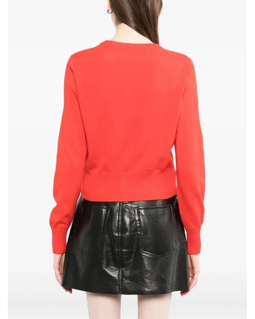 N.Peal Cashmere Red Ivy Cropped Cashmere Cardigan