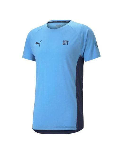 PUMA Blue Manchester City Crew-Neck T-Shirt for men