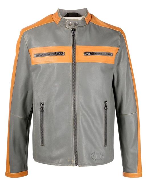 DIESEL Gray Panelled Zip-Up Jacket for men