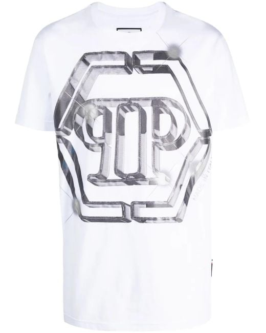 Philipp Plein Gray Logo-Print Short-Sleeved T-Shirt for men