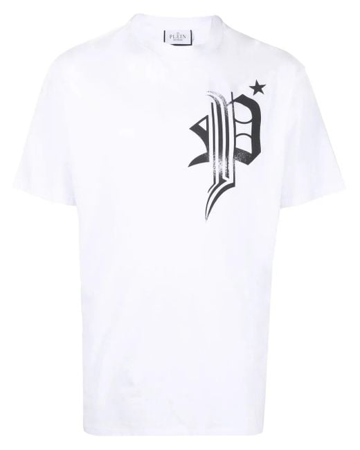 Philipp Plein White Skull-Print Detail T-Shirt for men