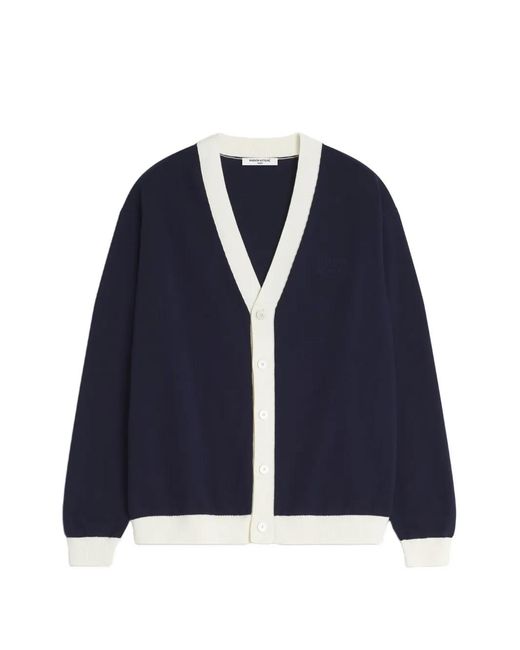 Maison Kitsuné Blue Contrasted Cotton Comfort Cardigan for men
