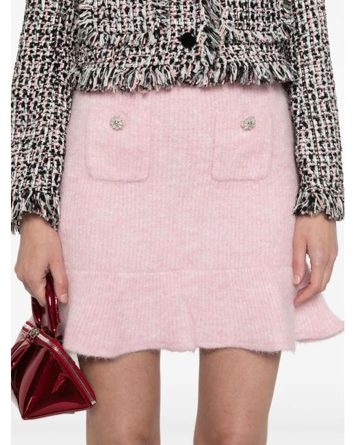 Self-Portrait Pink Rib Knit Mini Skirt