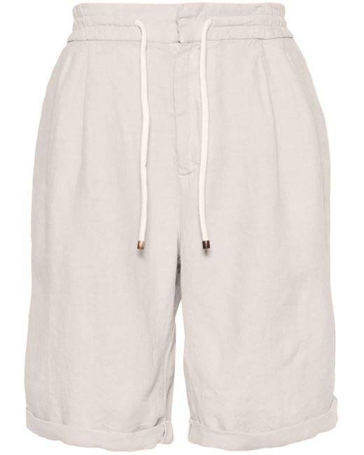 Brunello Cucinelli Natural Slub-texture Linen Shorts for men