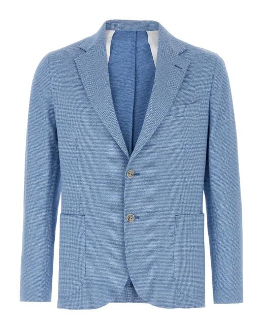 Barba Napoli Dynamic 201 Blazer Met Pied-De-Poule Patroon in het Blue voor heren