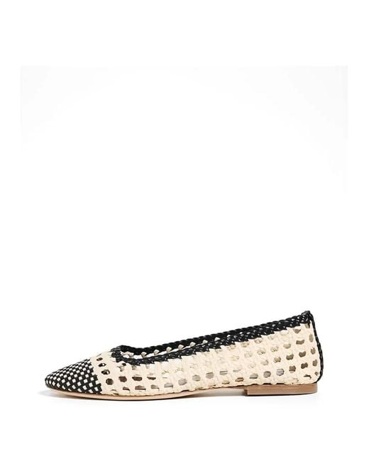 Staud White Nell Crochet Ballet Flats
