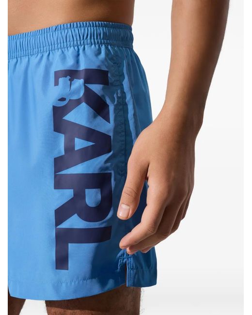 Karl Lagerfeld Blue Logo Swim Shorts for men