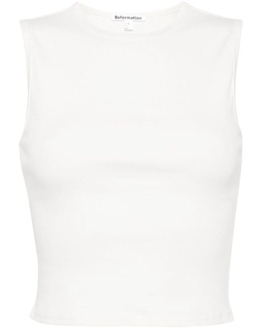 Reformation White Ryland Tank Top