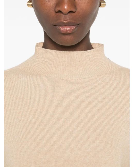 SERGIO MORETTI FIRENZE White Mock-Neck Ribbed-Trim Sweater