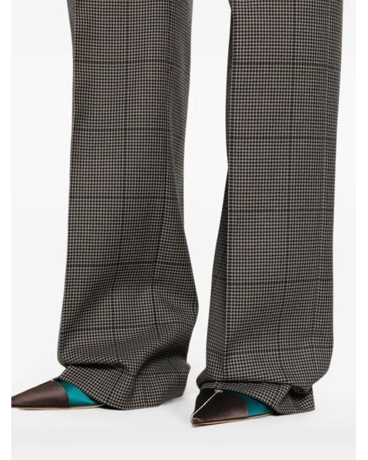 Mugler Gray Houndstooth-Pattern Tailored Trousers