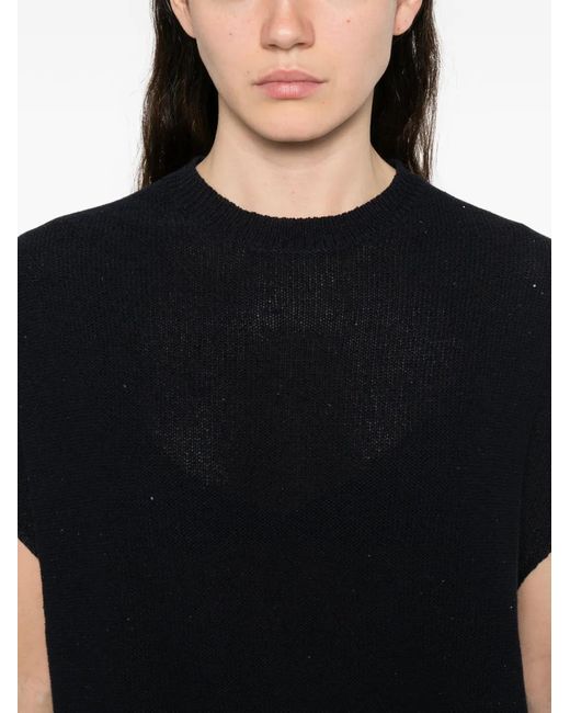 Fabiana Filippi Black Perforated Knitted Top