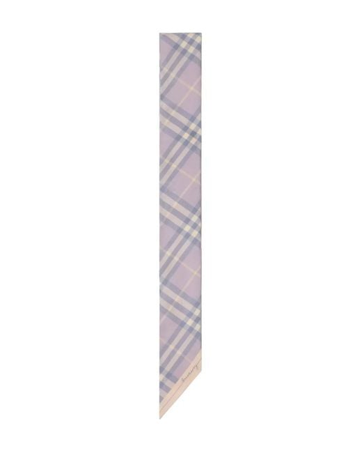 Burberry Pink Checked Silk Scarf