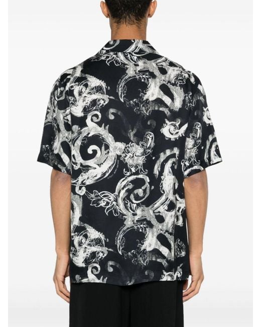 Camisa con estampado Watercolour Couture Versace de hombre de color Black