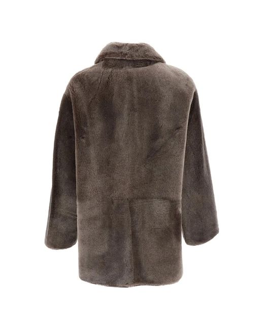 Arma Brown Shearling Patch-Pocket Coat
