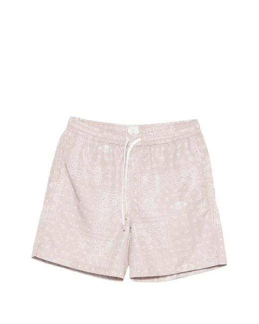 Eleventy Pink Printed Drawstring Swim Shorts for men