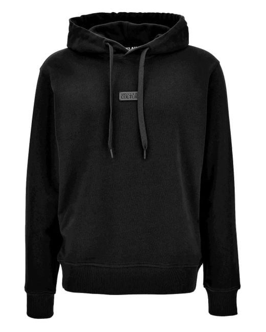 Versace Jeans Couture Black Drawstring-Hood Sweatshirt for men