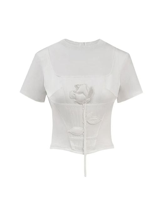 SEEN USERS White T-Shirt Blooming Belle À Broderies