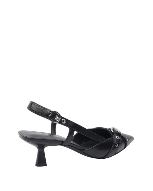 Stuart Weitzman Black 50Mm Leather Heeled Pumps