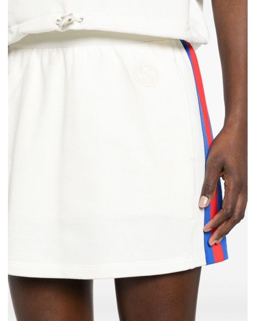 Gucci White Web-stripe Cotton-jersey Miniskirt