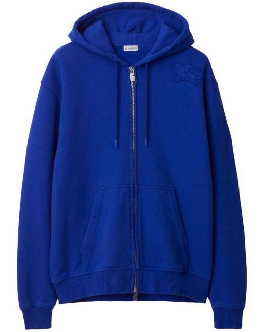 Burberry Blue Ekd-embroidered Cotton Hoodie for men