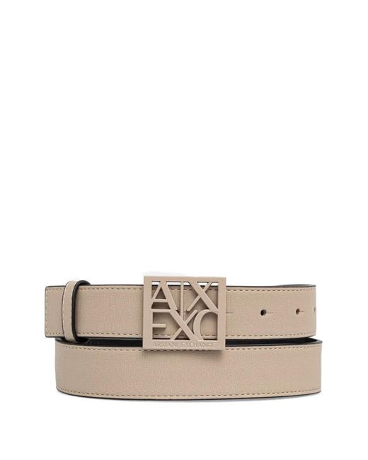 ARMANI EXCHANGE Natural Logo-Buckle Belt