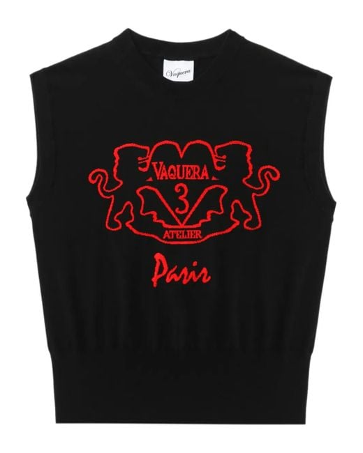 VAQUERA Top Met Intarsia Logo in het Black