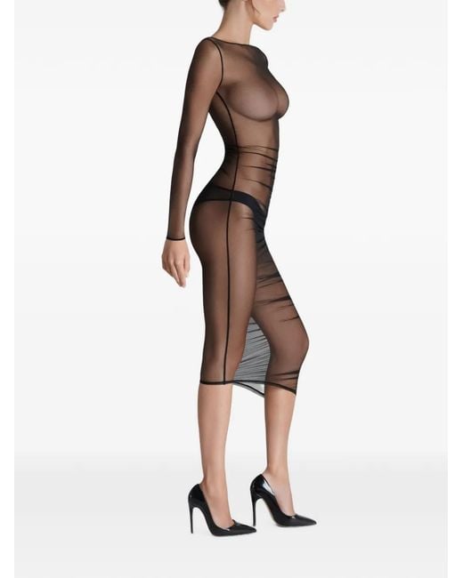 Scandale Gray Nuit Fauve Ruched Midi Dress