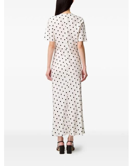 Claudie Pierlot White Satin Polka Dot Maxi Dress
