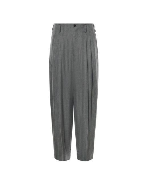 Hed Mayner Gray Pinstripe-Pattern Pleated Trousers for men