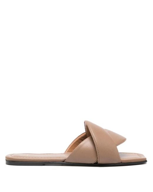 Atp Atelier Brown Crossover-Strap Leather Sandals