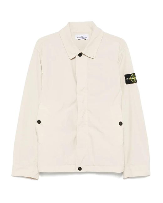 メンズ Stone Island コンパスバッジ ジャケット Natural