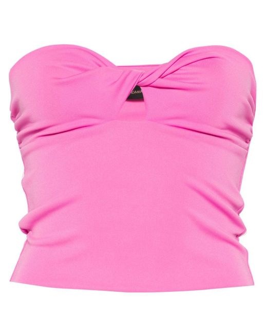 ANDAMANE Twisted Cut-out Strapless Top Pink