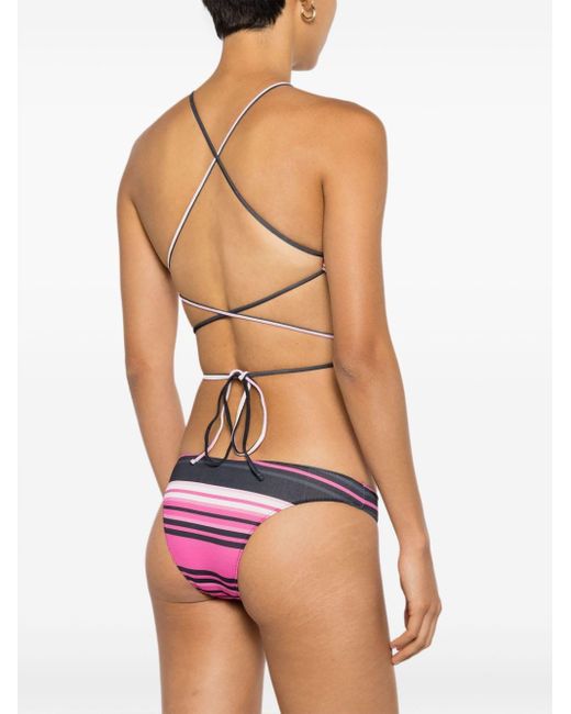 Clube Bossa Pink Chung Stripe-print Bikini Top